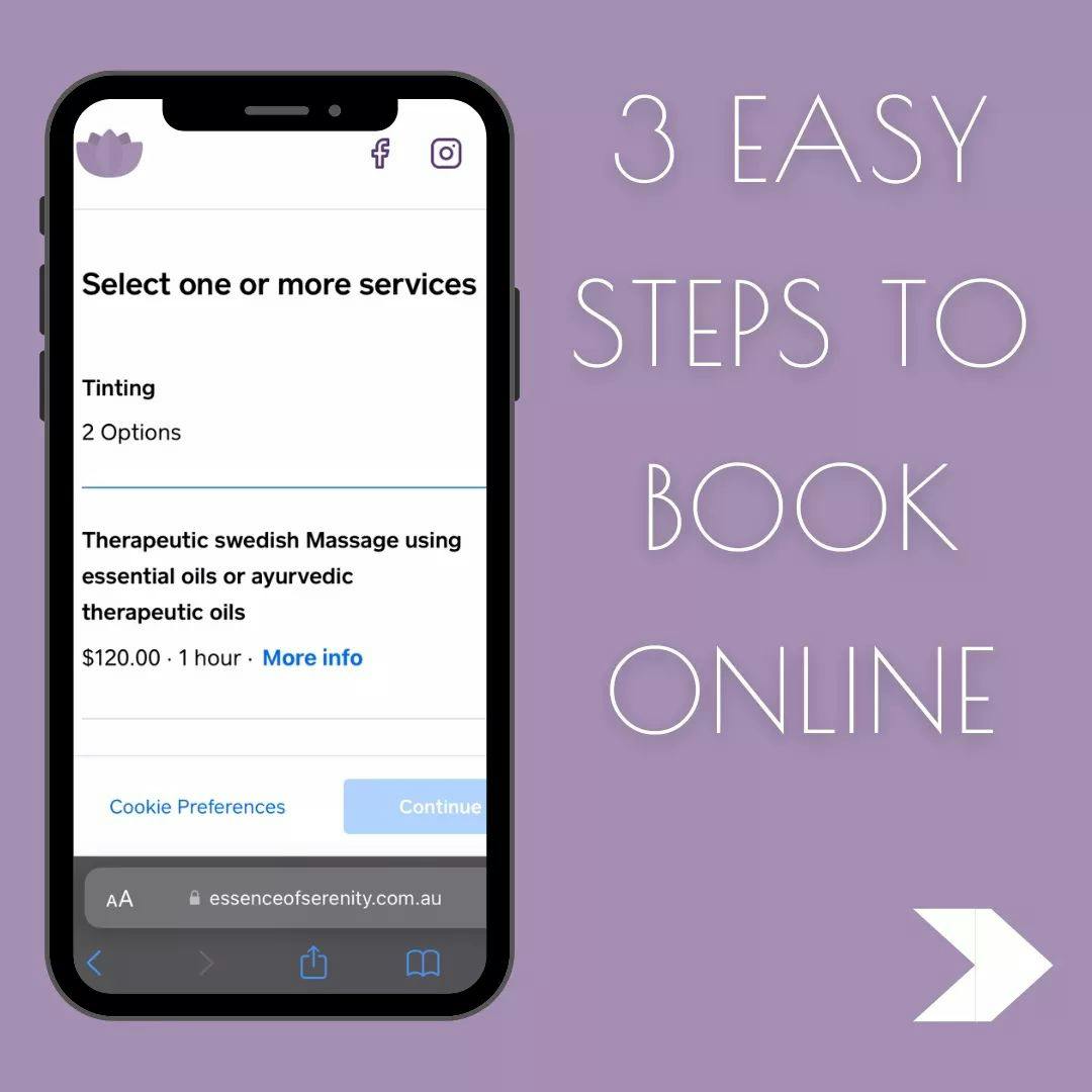 Booking with us is a breeze! Follow these 3 easy steps to book online with Essence of Serenity and treat yourself to some much-needed relaxation.

#facialskin #nbliving #wellnesstip #northshoremums #sydneybasedbusiness #sydneybeautician #sydneybeautyspa #sydneybeauty #northernbeachesmumsnbubs #facialpeel #sydneybeautytherapist #beautyclinic #beautyroutine #beautycareroutine #facialssydney #northernbeachesbusiness #waxingsalon #northernbeachesmums #essenceofserenity